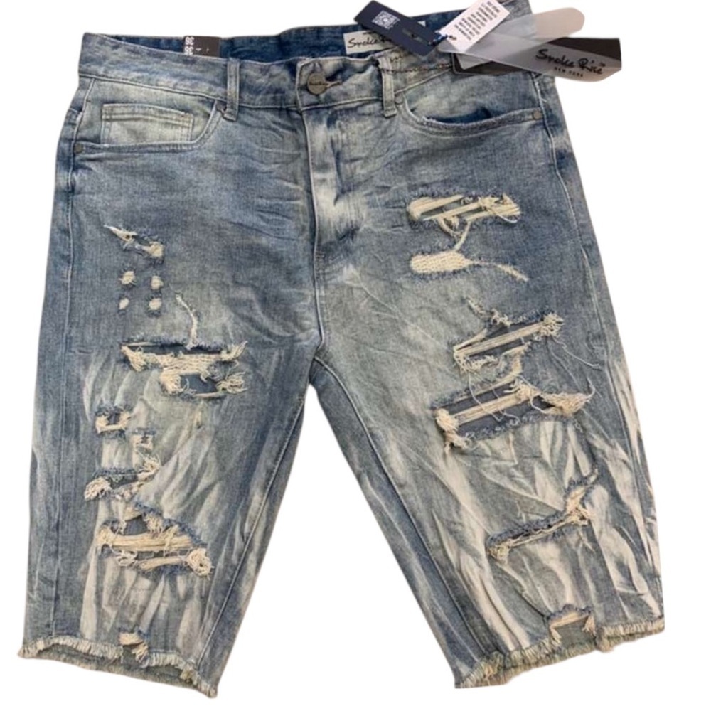 Sz 36 smoke rise Distressed Blue Denim Shorts